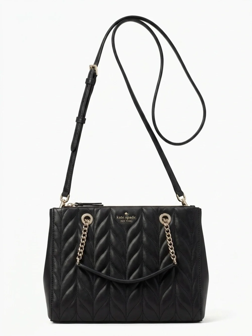 kate spade Black Quilted Leather Satchel with Gold Hardware